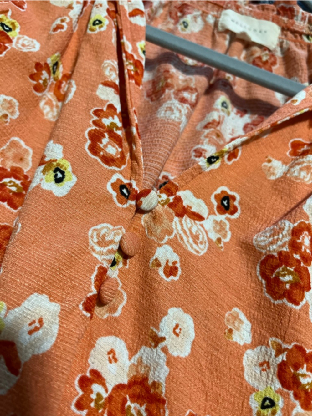 EUC Women's MELLODAY Orange Floral Blouse, Size L - Picture 7 of 9